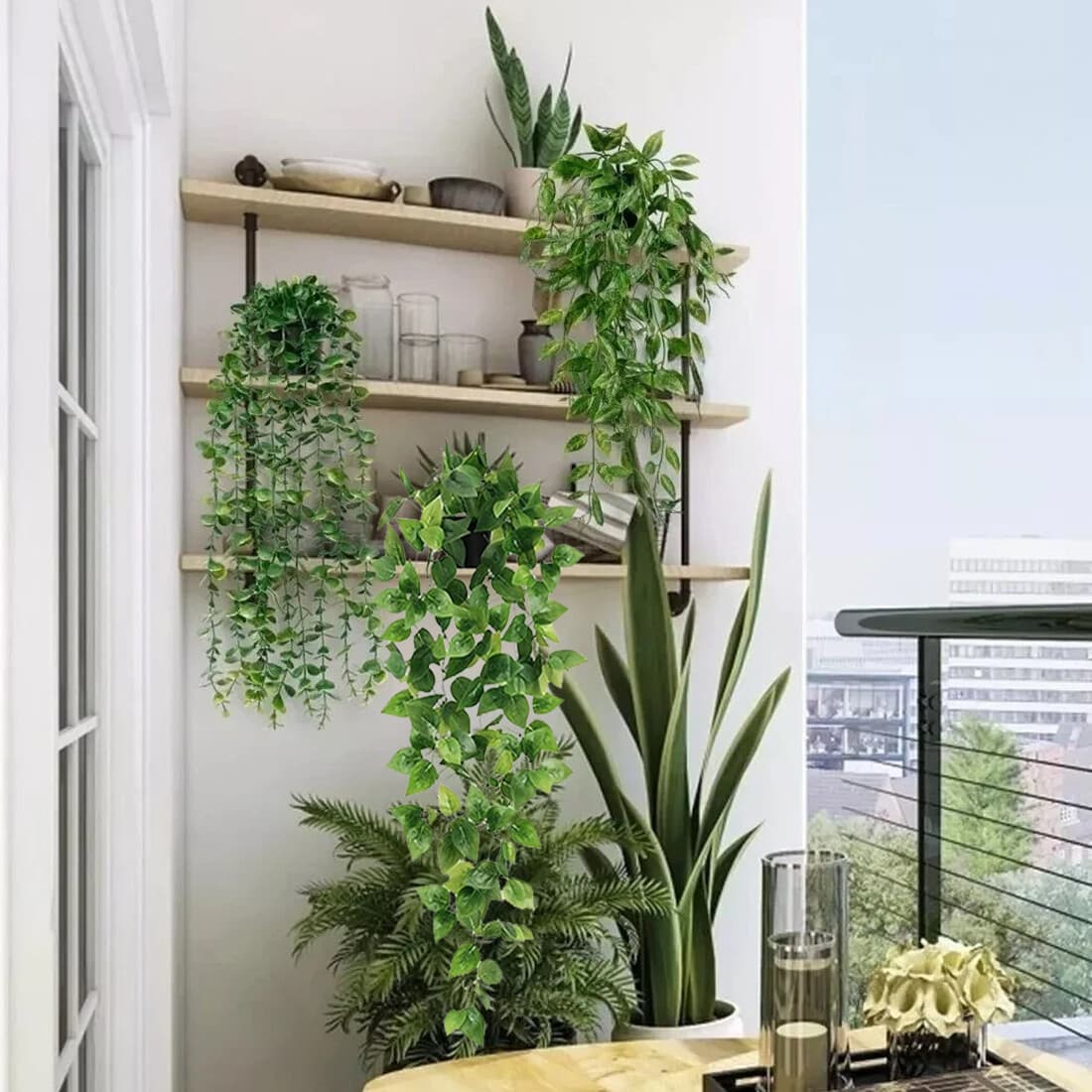 4 Pack Artificial Hanging Plants In Pots Indoor Fake Trailing Plants Home Room image 17 thumbnail