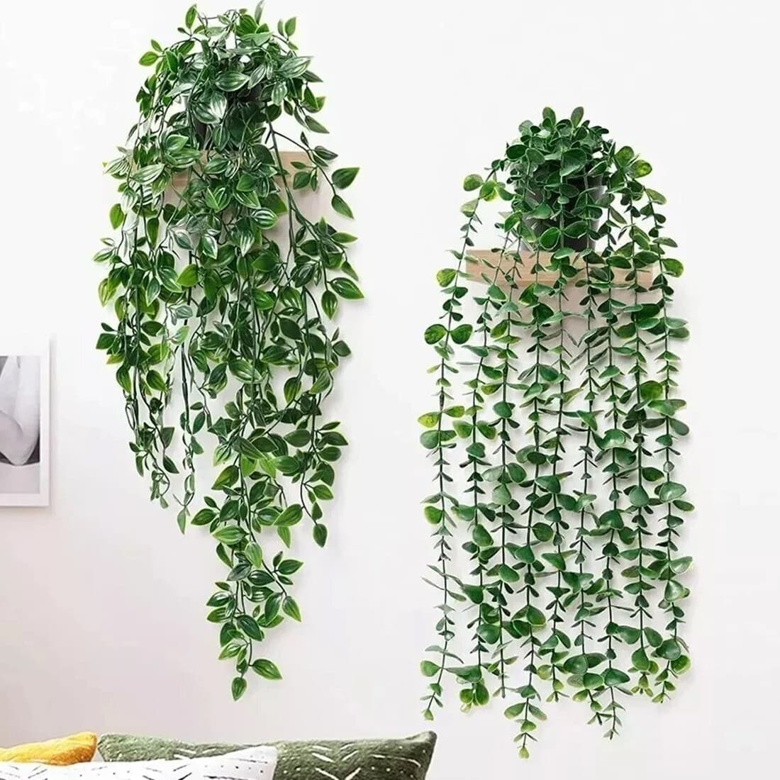 4 Pack Artificial Hanging Plants In Pots Indoor Fake Trailing Plants Home Room image 5 thumbnail