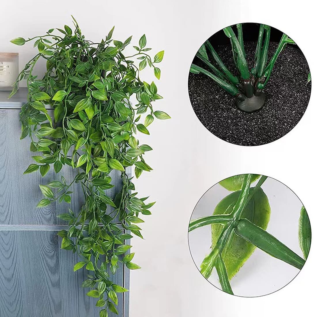 4 Pack Artificial Hanging Plants In Pots Indoor Fake Trailing Plants Home Room image 4 thumbnail