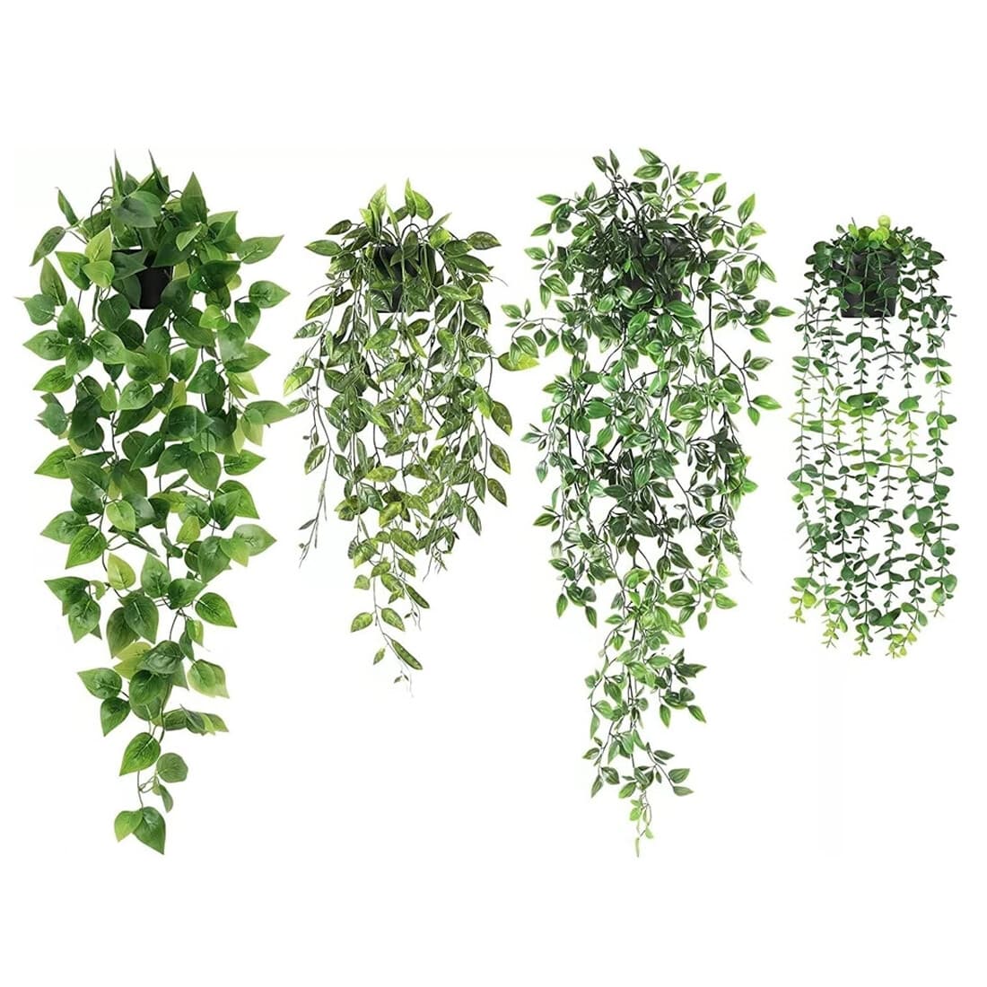 4 Pack Artificial Hanging Plants In Pots Indoor Fake Trailing Plants Home Room image 1 thumbnail