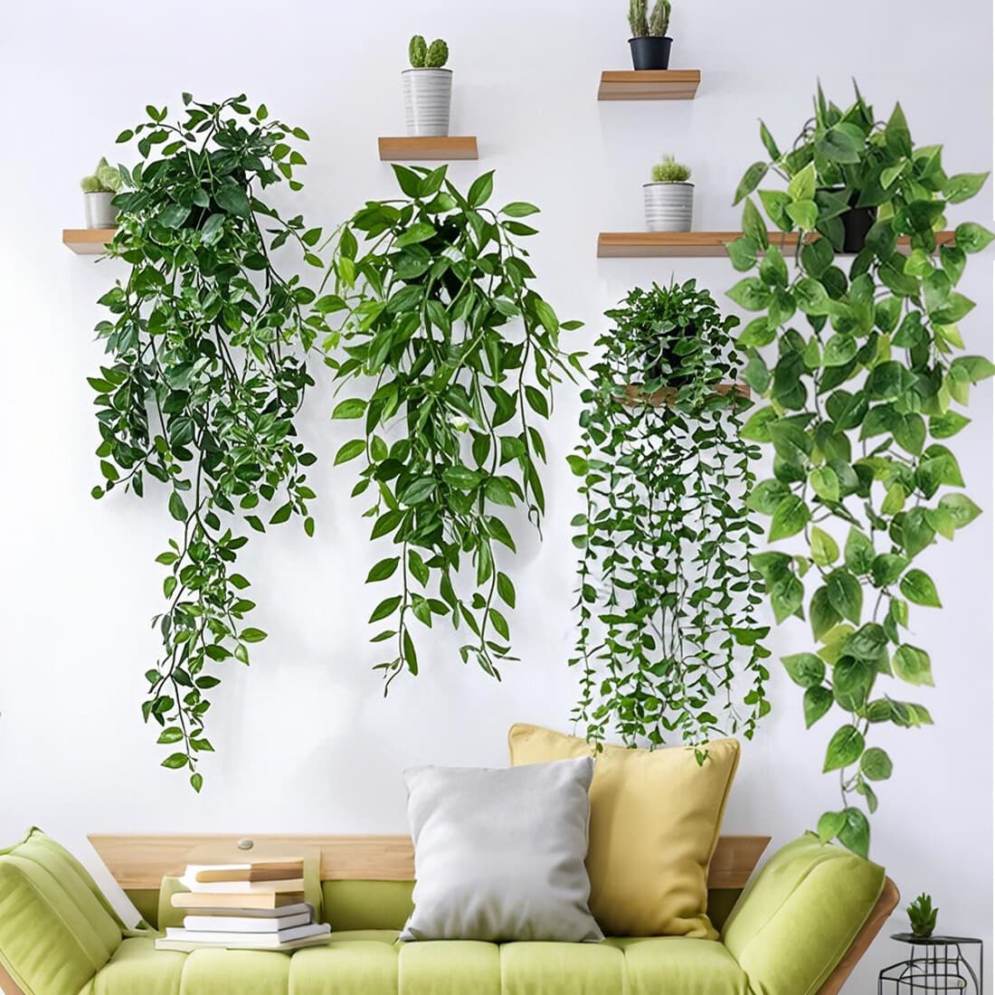 4 Pack Artificial Hanging Plants In Pots Indoor Fake Trailing Plants Home Room image 11 thumbnail