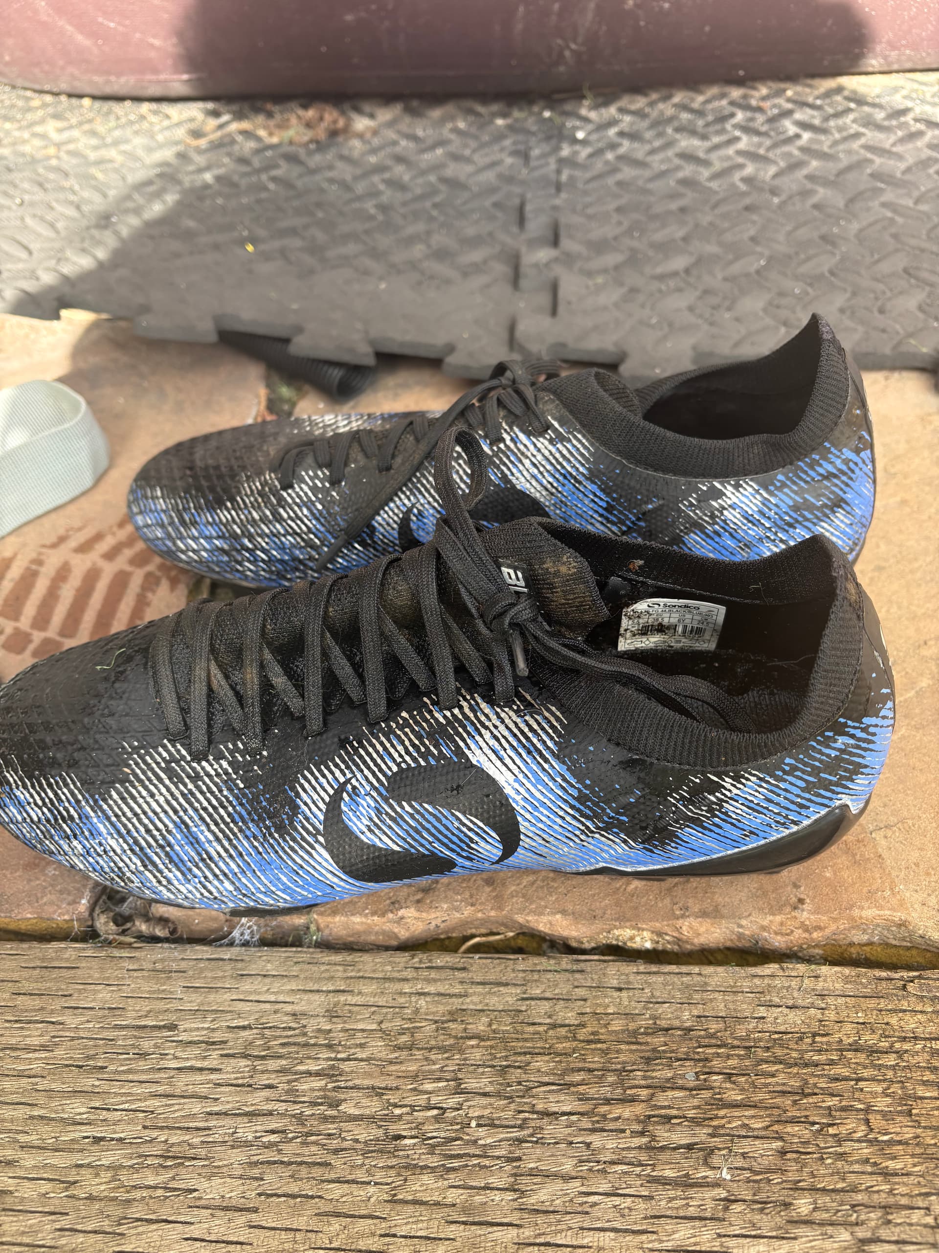 Football boots blue and black