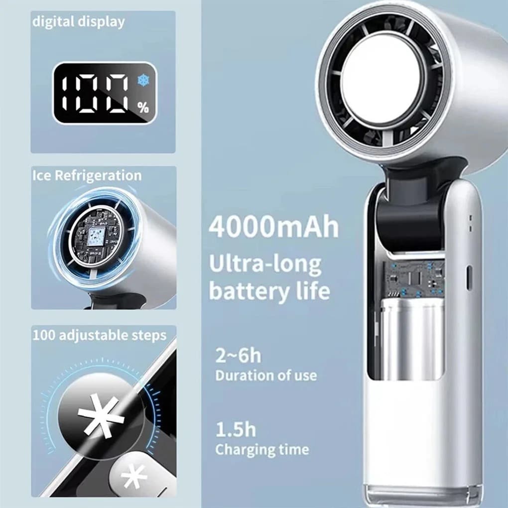 Violent Ice Cooling Fan Handheld Portable Fan Rechargeable Speed Ice Cooling Handheld